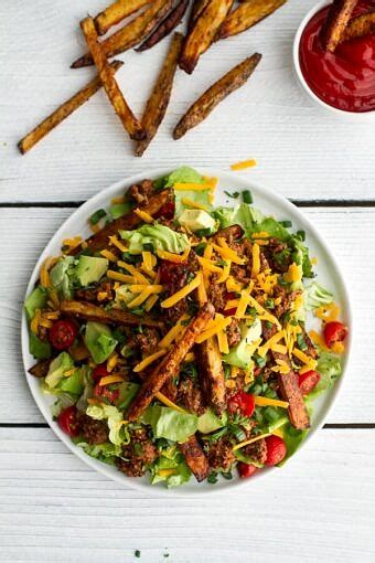 Loaded Cheeseburger French Fry Salad Half Baked Harvest