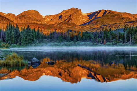Rocky Mountain Park Mountain Landscape Colorful Sunrise Reflections