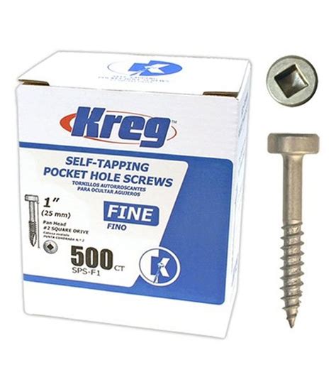 Kreg Sps F1 500 1 Inch Fine Thread Self Tapping Pocket Hole Screws 500