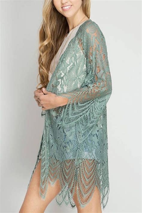 Bohemian Lace Kimono Cardigan Cover Up Shrug Silky Kimono Lace Kimono