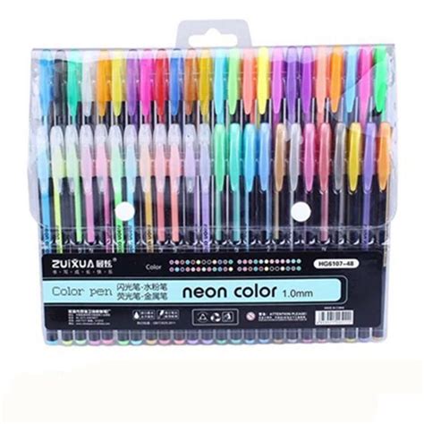 48 Colors Gel Pens Pastel Glitter Fluorescent Metallic Color Marker Pen