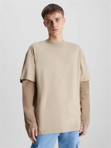 Double Layer Long Sleeve T Shirt Calvin Klein® J30j323569abm