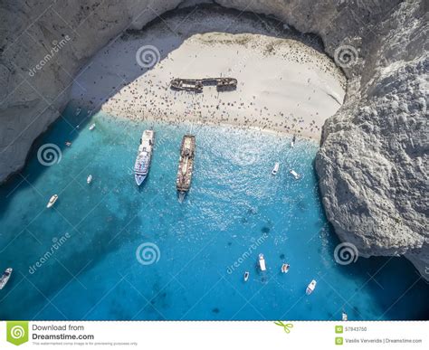 View Of Navagio Shipwreck Beach In Zakynthos Editorial Image Image