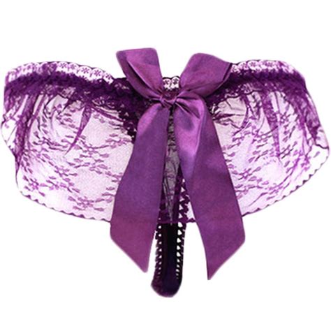 Mystic Purple Laceandbowknot Sheer Panties Hipster G String Thong Lingerie Asian M Buy Online In