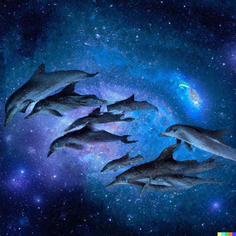 Pod Of Dolphins Swimming Through Outer Space Dall·e 2