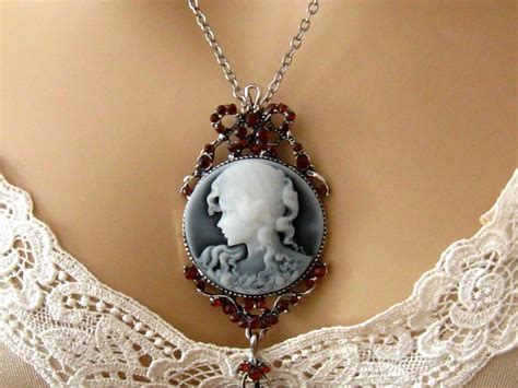 Slate Blue Cameo Victorian Woman Blue Cameo By Martywhitedesigns