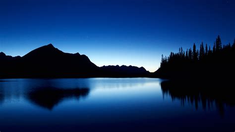 Alberta Canada Lake Night Landscapes Blue Wallpaper
