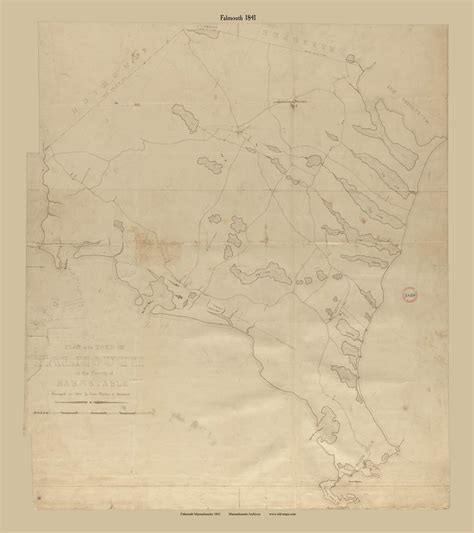 Falmouth Massachusetts 1841 Old Town Map Reprint Roads Massachusetts