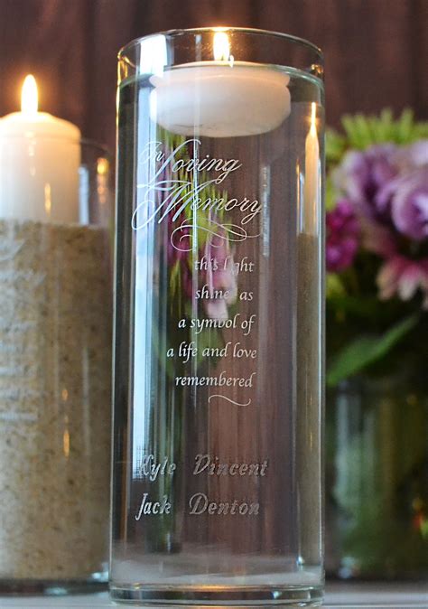 Wedding Memorial Idea Glass Cylinder Custom Engraved In Loving Memory