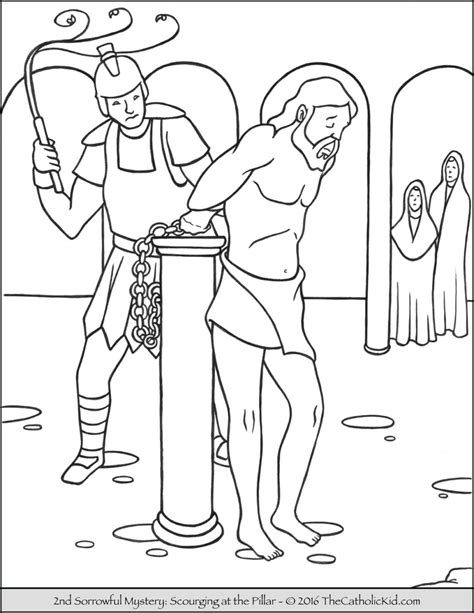 This stained glass sorrowful rosary. Sorrowful Mysteries Rosary Coloring Pages - The Scourging ...