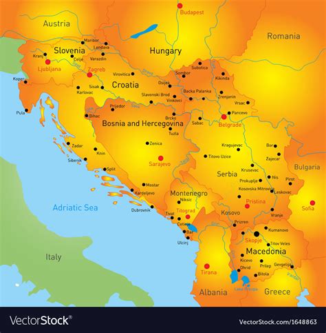 Balkan Map Royalty Free Vector Image VectorStock