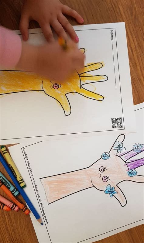 hand washing free preschool coloring pages, free printables germs