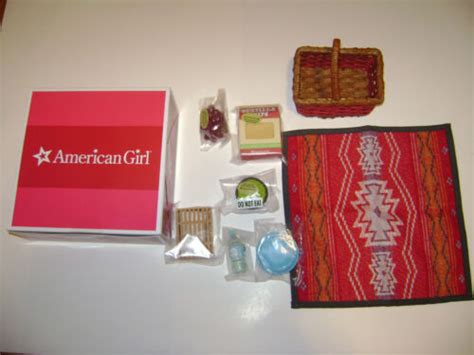 Nib Authentic American Girl Saiges Picnic Set For Dolls Blanket Basket Retired Ebay