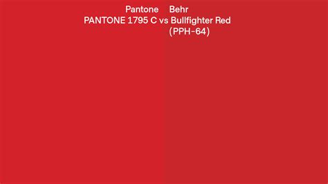 Pantone 1795 C Vs Behr Bullfighter Red Pph 64 Side By Side Comparison