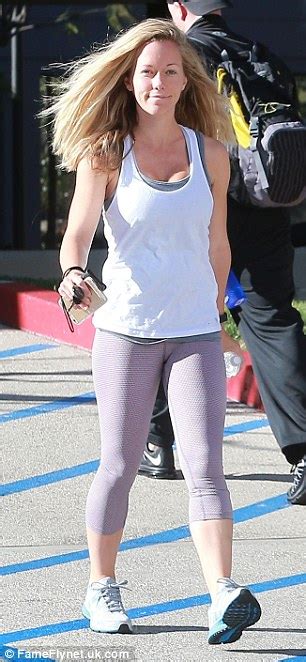 Kendra Wilkinson Sports White Vest Top And Sheer Leggings As She Works