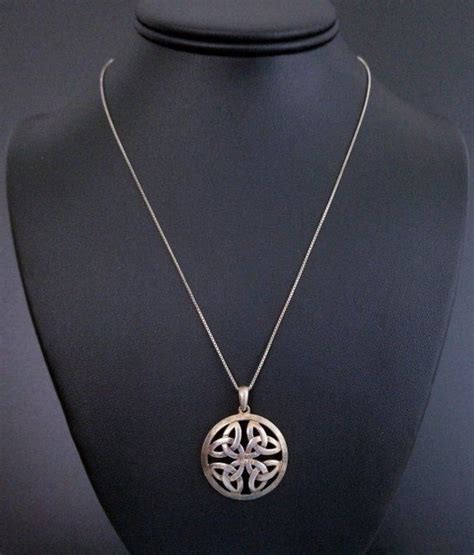Vintage Celtic Knot Pendant Necklace Sterling Silver Solvar Signed
