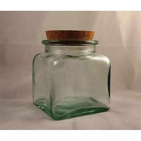 Recycled Clear Green Glass Square Jars With Cork Lid Pack Of 4 Free Shipping On Orders Over