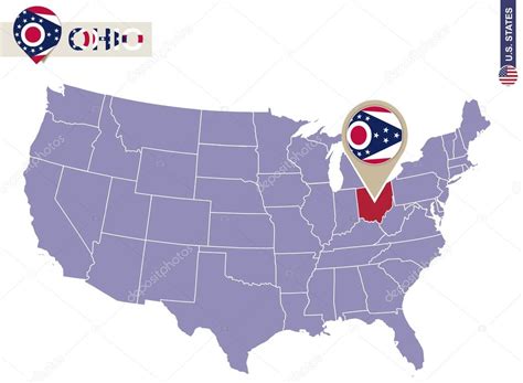 Ohio State En El Mapa De Estados Unidos Bandera Y Mapa De Ohio 2022