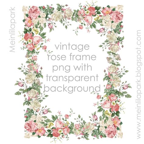 Free Digital Vintage Rose Frame Png Flower Treasure