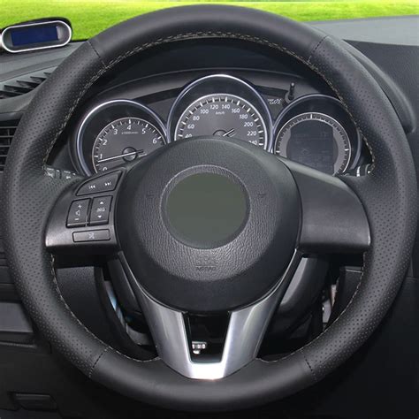 New Xuji Black Genuine Leather Car Steering Wheel Cover For Mazda Cx 5