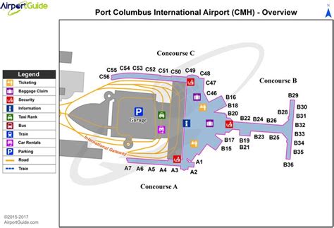 Columbus John Glenn Columbus International Cmh Airport Terminal Map