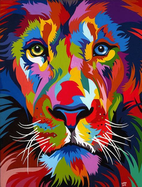Colorful Lion By Jethro Longwe Lion Painting Colorful Lion Painting