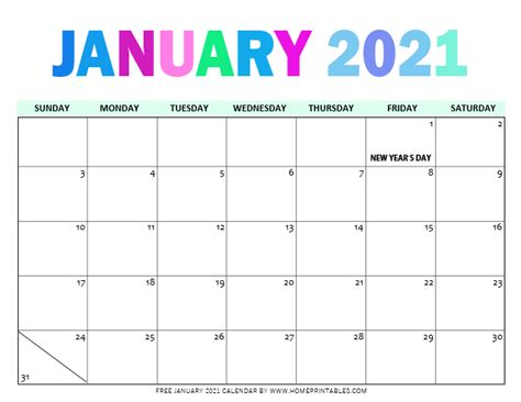 January 2021 Calendar Printable Pdf Printable Calendar 2021