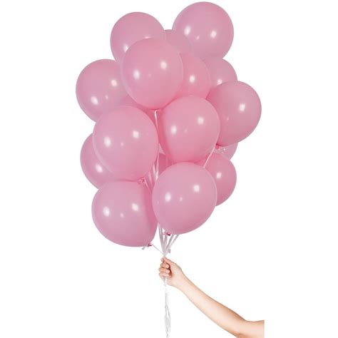 Light Pink Balloons With Ribbon 23cm 30 Pieces