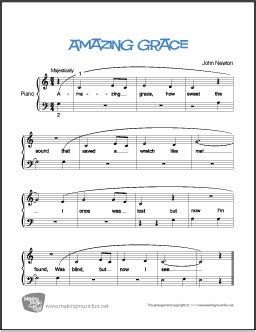 Adobe reader will open another window, and display the sheet music on the screen: Amazing Grace | Free Beginner Piano Sheet Music