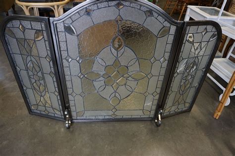 Leaded Glass Fire Screen Big Valley Auction