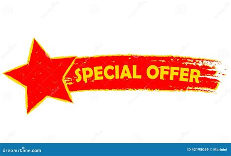 Special Offer With Star Yellow And Red Drawn Banner Stock Illustration