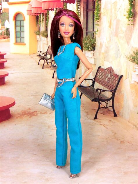 Barbie Doll Clothes Sky Blue Jumpsuit with Purse Belt | Etsy | Blue