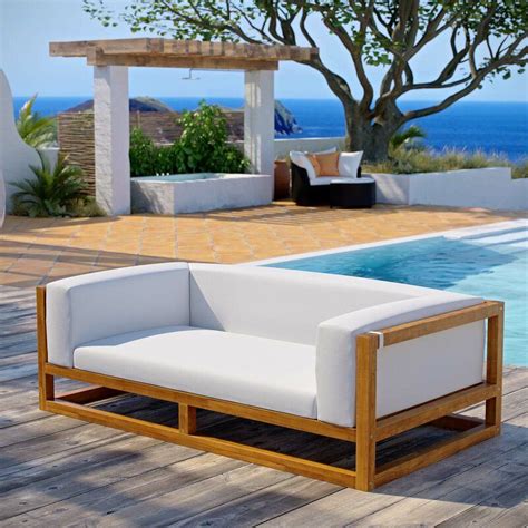 Ringler Teak Patio Sofa With Cushions Allmodern Wood Sofa Teak