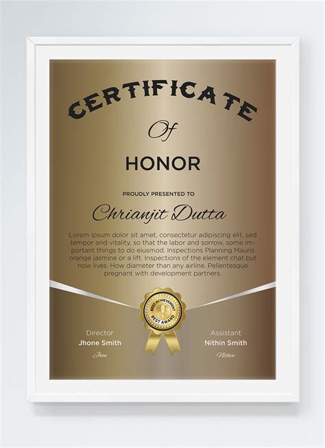 Luxury Golden Honor Certificate Template Imagepicture Free Download