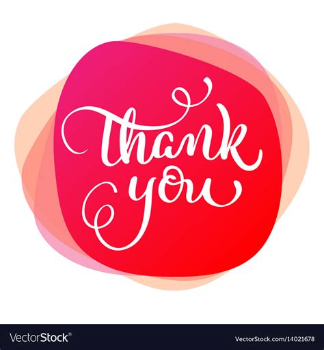 Text Thank You On Red Background Calligraphy Vector Image