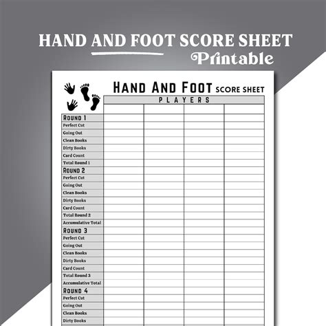 Hand And Foot Score Sheets Hand And Foot Card Game Score Etsy