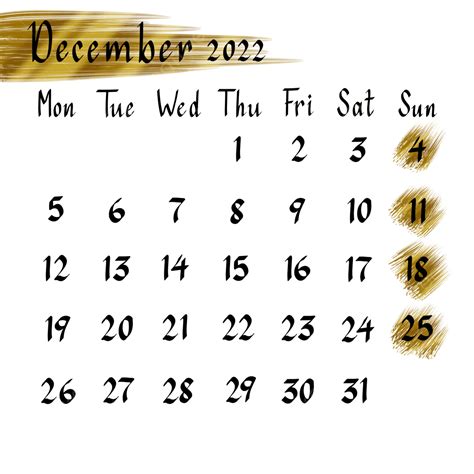Handlettering Diciembre 2022 Calendario Con Lámina De Oro Png Dibujos