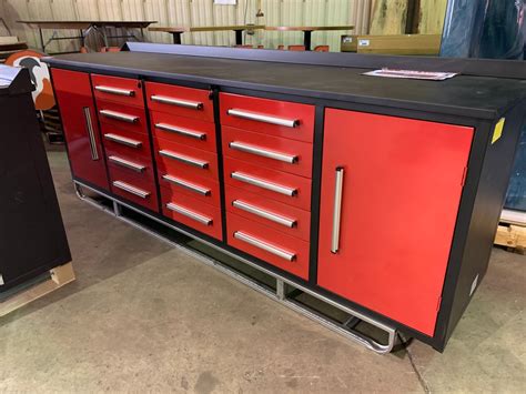 2020 Red Steelman 10ft Work Bench With 15 Drawers 113w X 29 X39h