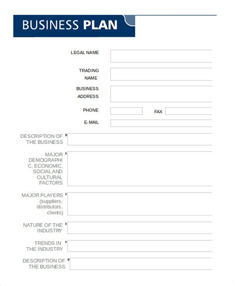 Blank Business Plan Template Word What Will Blank Business