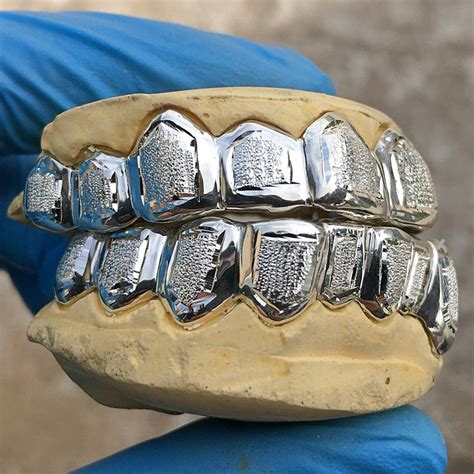 925 Sterling Silver Diamond Dust With White Border Custom Grillz Grillz Solid 925 Sterling
