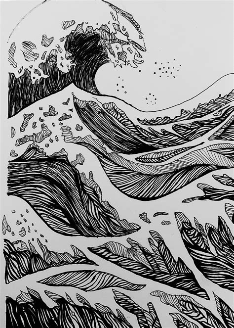 Wave🌊 Wave Drawing Waves Sketch Art Drawings Sketches Simple