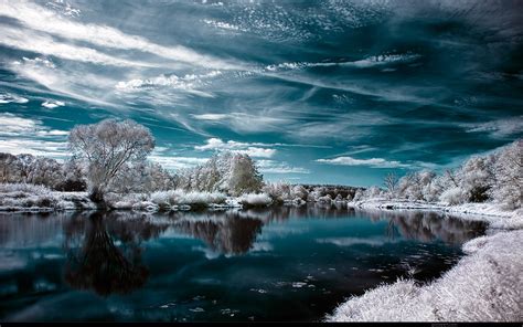 945799 4k Infrared Trees Water Nature Rare Gallery Hd Wallpapers