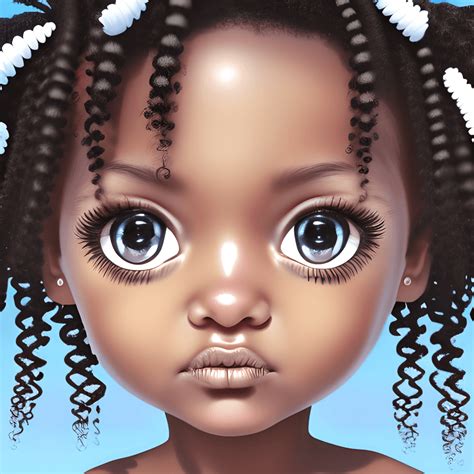 Cute Black Curly Haired Girl Digital Art · Creative Fabrica
