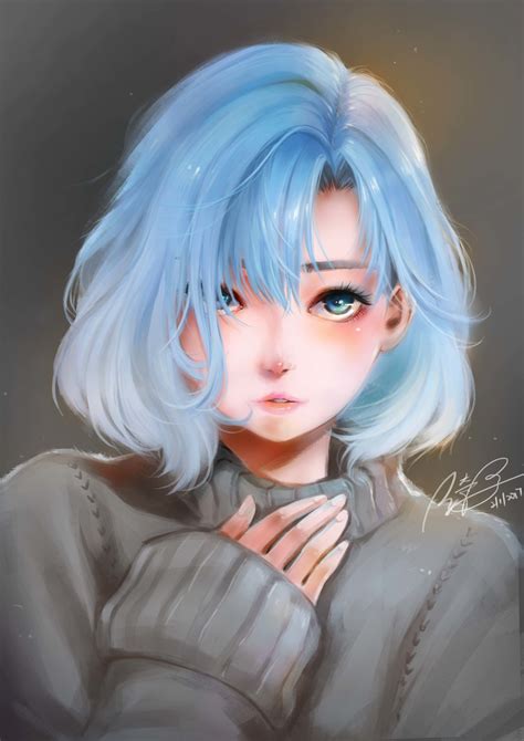 There are some classic anime characters that fit the criteria, like rae ayanami, and newer stars as. ArtStation - Blue Hair, Kei Li Lim