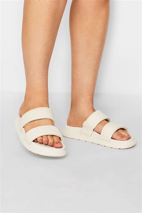 Limited Collection White Two Strap Sandals In Extra Wide Eee Fit Yours Clothing