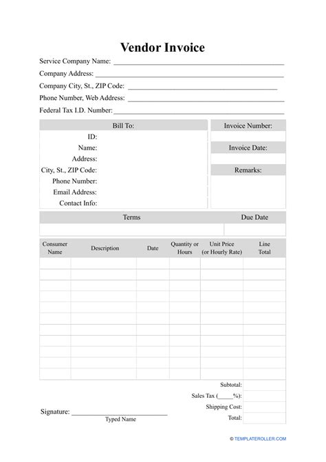 Vendor Invoice Template Fill Out Sign Online And Download Pdf