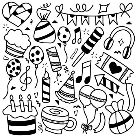 Collection Of Hand Drawn Party Icons Vector Art At Vecteezy