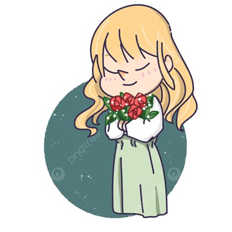 Love Rose Clipart Transparent Png Hd Lovely Girl Holding Roses Cute