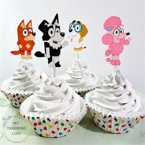Bluey Inspired Cupcake Topper Picks 12 Characters Set Of Etsy