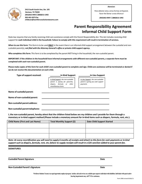 Child Agreement Template